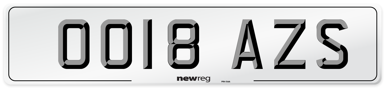 OO18 AZS Number Plate from New Reg